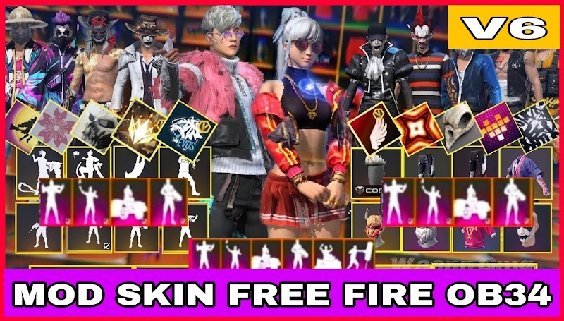 MOD SKIN FREE FIRE OB34 V6- SKIN SÚNG VIP, TRANG PHỤC, HÀNH ĐỘNG + KHÔNG LỖI TÌM TRẬN| NGHIA GMG