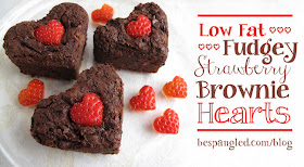 Valentine's Day Treat:  Low Fat Chocolate Strawberry Brownie Hearts