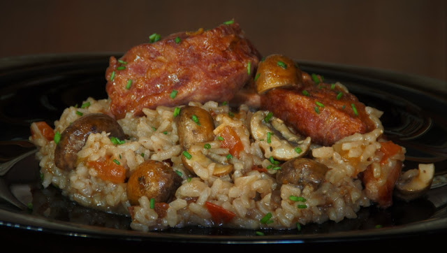 Arroz meloso con costillas y setas...