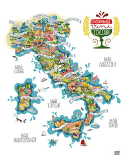 Mapa de Italia y sus regiones.