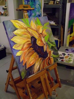 sunflower artwork by Sue Steiner, Free Rein Art Studio