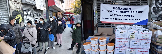 Consulado y conglomerado de iglesias inician operativos de entrega de comidas a cientos de residentes en el Alto Manhattan y El Bronx