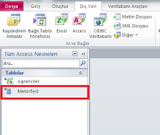 access menüleri