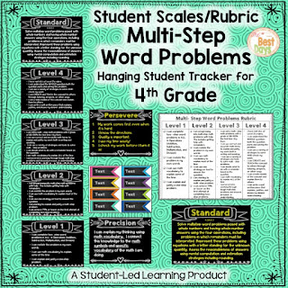 This is a rubric for helping students gain skill in Multi-Step Word Problems that you can print and hang in a classroom. 