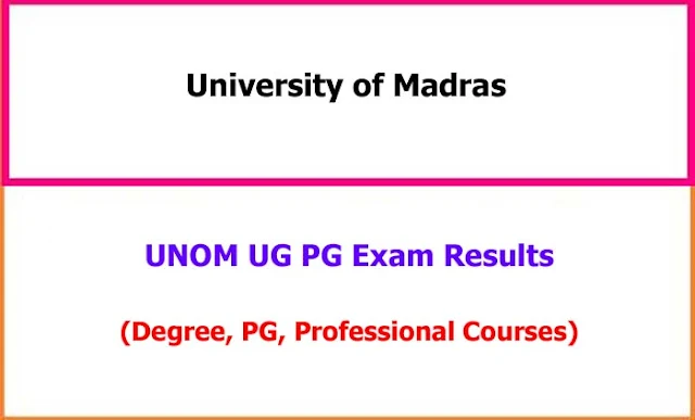 UNOM UG PG Exam Results 2023