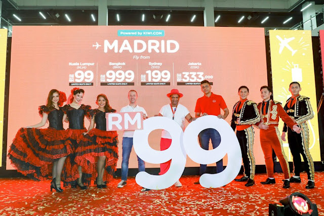 return ticket budget flight AirAsia to Madrid