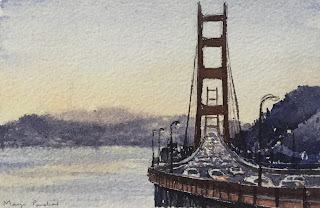 Watercolor painting of Golden Gate Bridge on Chitrapat handmade paper