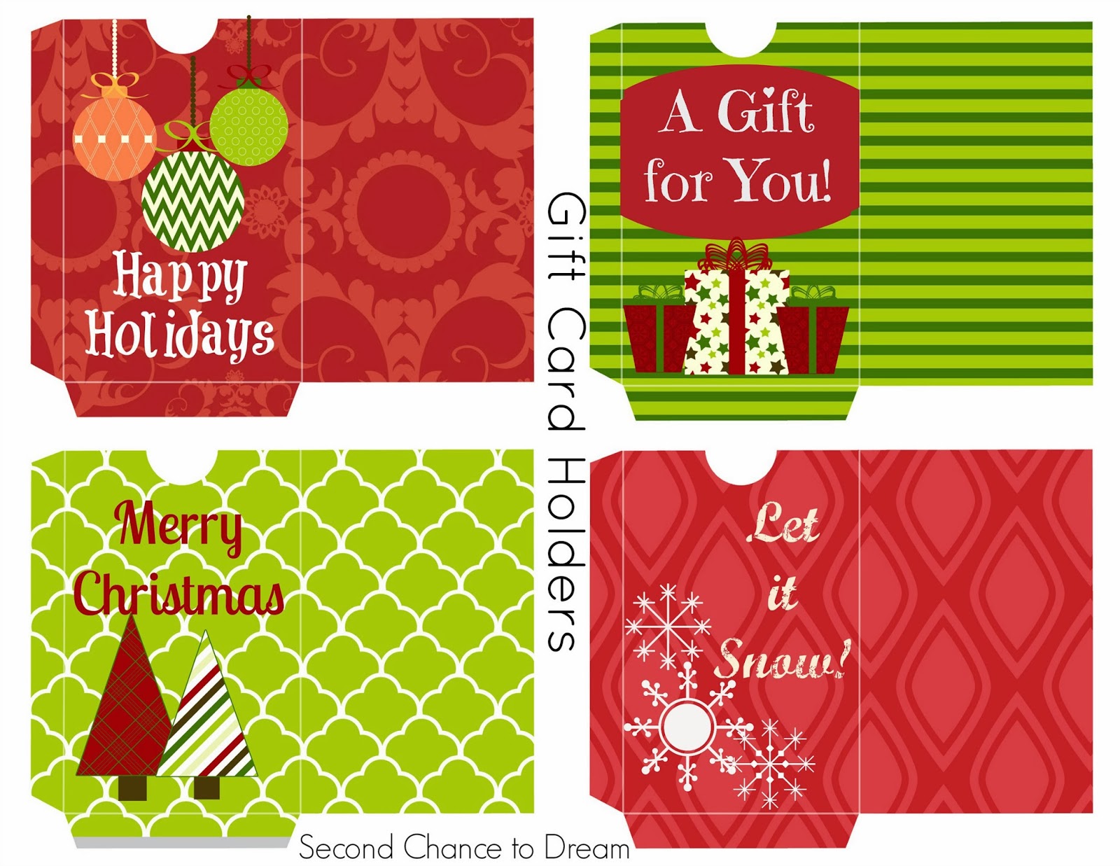Free Printable Gift Tags & Gift Card Holders - Second 