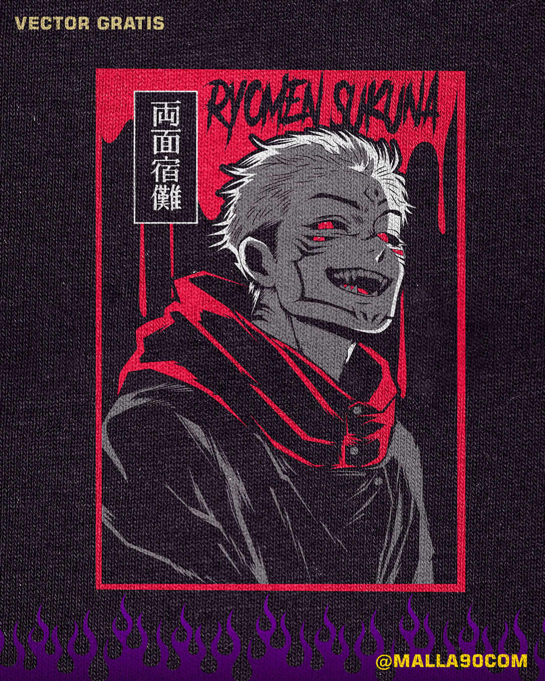 vectores de anime jujutsu kaisen - Ryomen Sukuna - Camisetas personalizadas  con el Curso de Serigrafia para emprender