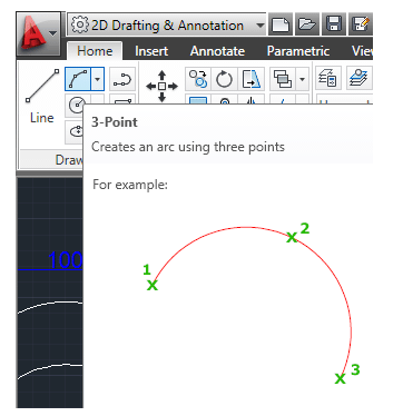 Perintah Arc - Autocad