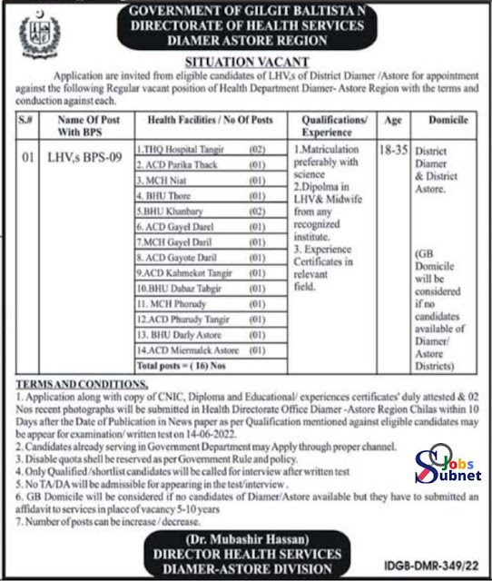 Today Govt Jobs 2022 in Directorate of Health Services