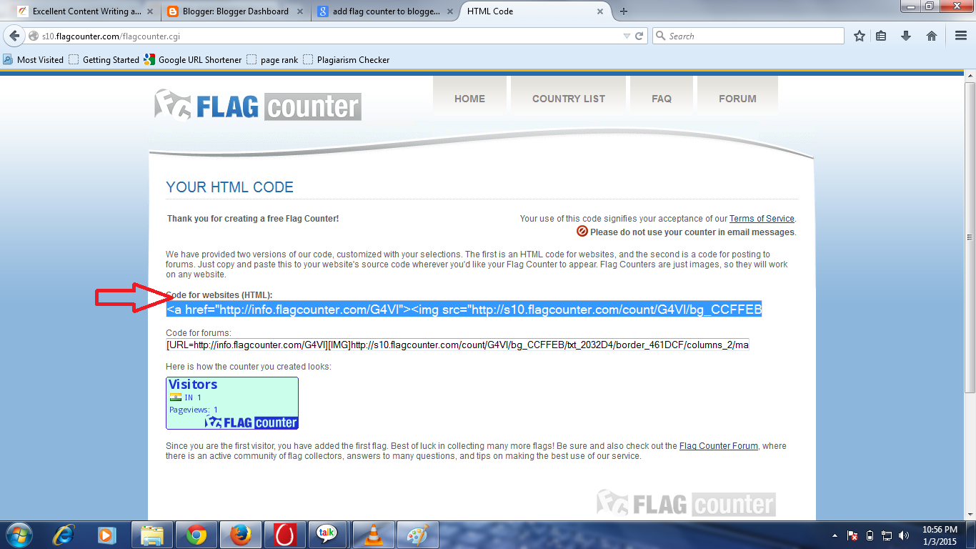 how to add flag counter on blog