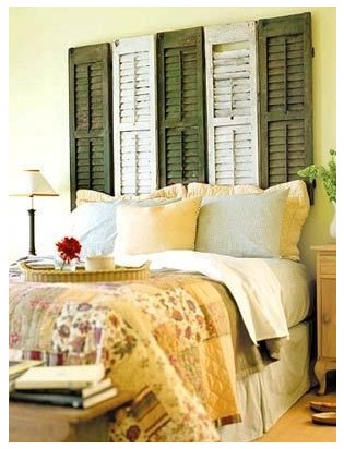 Headboard Made from Old Shutters