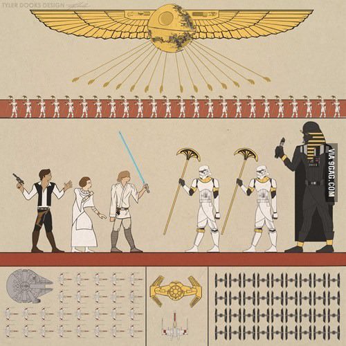 Star Wars Wandmalerein im alten Aegypten Wissenswertes mit Witz und Humor Komische Begebenheiten des Lebens, Vergangenheit, Wissen zum lachen