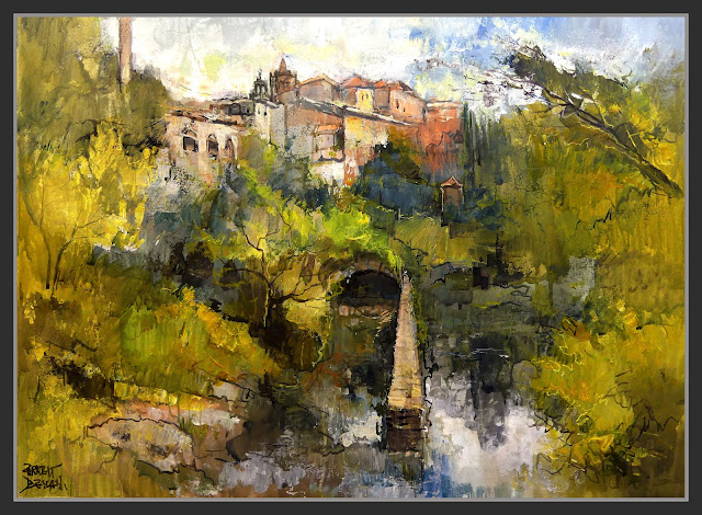 CAL PONS-PINTURA-ART-RIU-LLOBREGAT-COLONIES TEXTILS-CANAL-PAISATGES-NATURA-PRIMAVERA-PINTOR-ARTISTA-ERNEST DESCALS