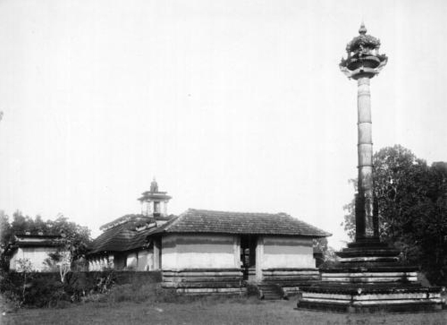 Shantinatha Swamy Kallu Basadi (Jain Temple), Venuru (Venur), Phalguni River, Belthangady, Dakshina Kannada, Karnataka, India | Rare & Old Vintage Photos (1910)