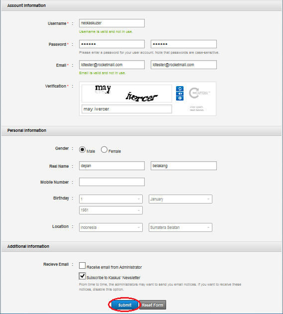 pengisian data personal kaskus