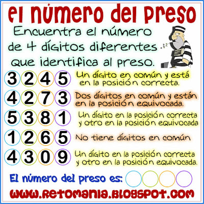 Descubre el Número, Picas y Fijas, El número oculto, Descubre la Palabra, Retos matemáticos, Desafíos matemáticos, Problemas matemáticos