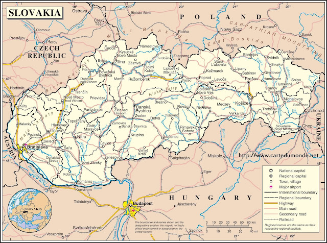 Carte du pays de Slovaquie