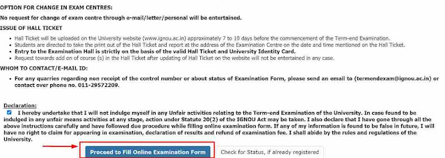 Proceed To Fill Online Examination Form