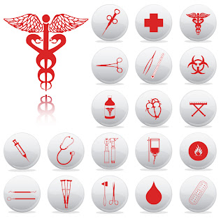 清潔感ある医療器具アイコン Medical equipment icon set vector graphic