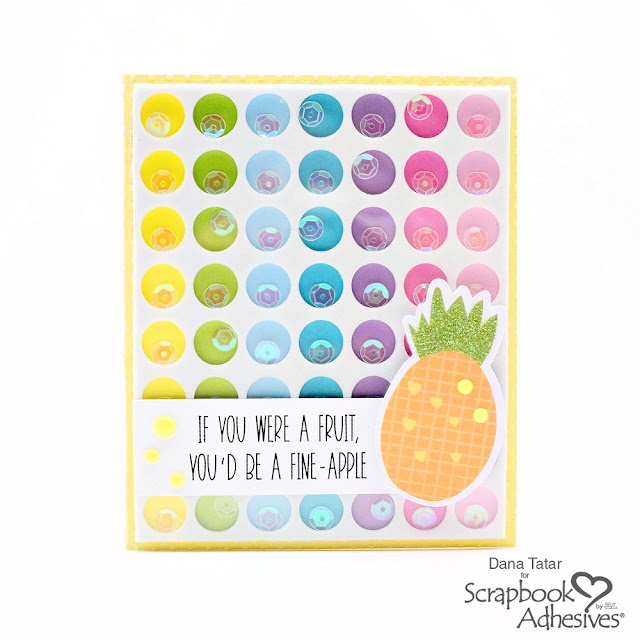 Colorful 3D Foam Circle Negative Shaker Card with Glittered Pineapple and Pun Sentiment