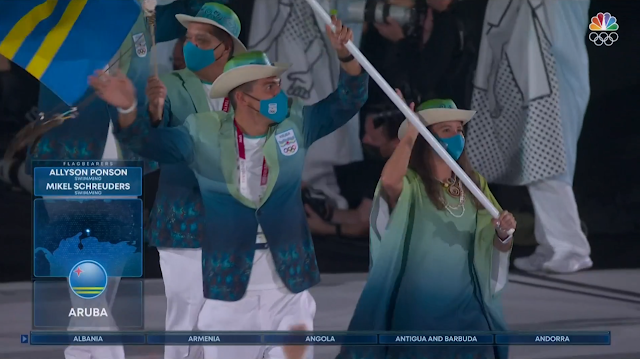 Tokyo 2021 Olympics Opening Ceremony Aruba Parade of Nations outfits Allyson Ponson Mikel Schreuders