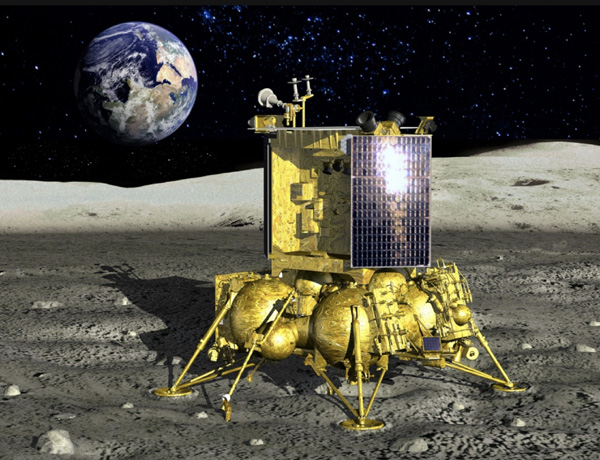 An artist's concept of Russia's Luna 25 spacecraft if it successfully landed on the Moon.