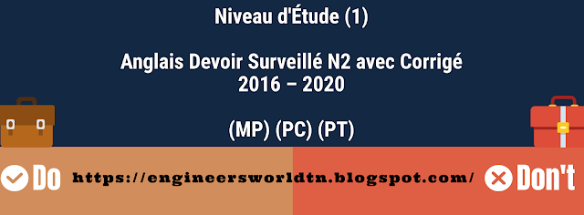 Anglais Devoir Surveillé pour la première année étudiants des L'Institut préparatoire aux études d'ingénieurs