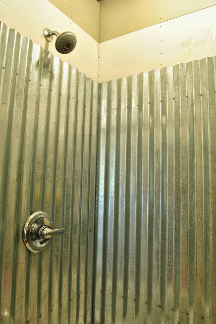 Galvanized corrugated metal shower surround - Blogger
