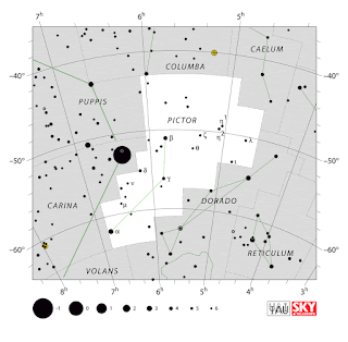 IAU: Карта на съзвездието Живописец | Pictor