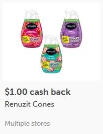 $100/3 Renuzit Adjustables Air Freshener Cones ibotta cashback rebate *HERE*.