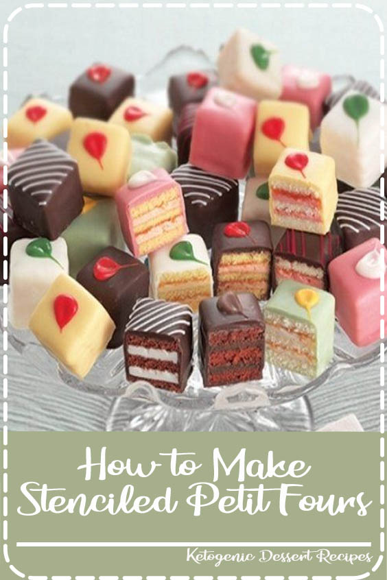 Learn how to make these precious stenciled petit fours with our step by step picture tutorial. This recipe will make a total of 16 petit fours.