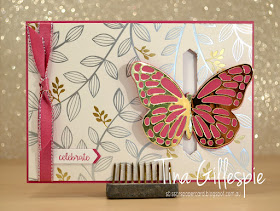 scissorspapercard, Stampin' Up!, Springtime Foils SDSP, Bold Butterfly Framelits, Butterflies Thinlits, Happy Birthday Gorgeous