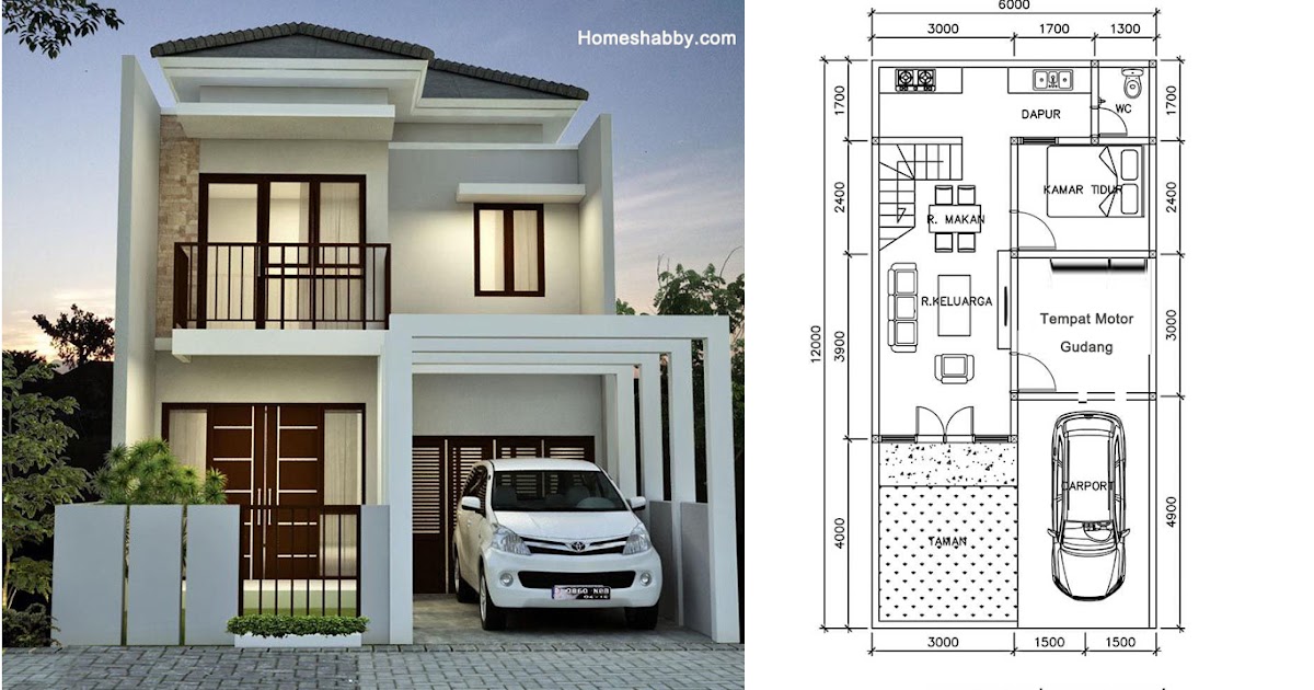 Desain dan Denah Rumah  Minimalis  2 Lantai dengan Luas Lahan 6 x 12 M Konsep Sederhana  Walaupun 