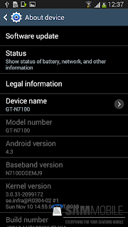 Samsung Galaxy Note 2 Android 4.3 Jelly Bean N7100XXUEMK4