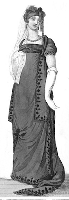 Mourning full or opera dress  from La Belle Assemblée (1806)