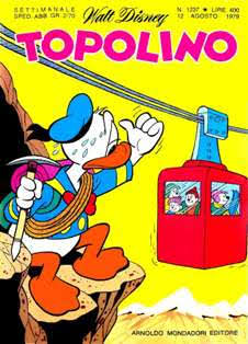 Topolino 1237 - 12 Agosto 1979 | ISSN 1120-611X | CBR 215 dpi | Settimanale | Fumetti Classici | Universo Disney
Numero volumi : IN CORSO
Topolino apparve in Italia il 30 marzo 1930, quando sul n.13 del settimanale torinese Illustrazione del Popolo, diretto da Lorenzo Gigli, fu pubblicata la prima striscia disegnata da Ub Iwerks e intitolata Le avventure di Topolino nella giungla. Due anni dopo si ha il primo libro illustrato italiano con le sue immagini: Sua Altezza Reale il Principe Codarello e, poco più tardi, il 31 dicembre 1932, esce il primo numero di Topolino in formato giornale, edito da Nerbini.
Sulla falsariga del celebre Corriere dei Piccoli, anche Topolino si presentava ai lettori con periodicità settimanale e si apriva con una breve storia in cui le didascalie sono scritte in rima e realizzata da Giove Toppi, che divenne quindi il primo autore Disney italiano. Sul settimanale della Nerbini, comunque, trovano spazio soprattutto le strisce e le tavole realizzate da Floyd Gottfredson. In queste storie vengono anche introdotte delle didascalie in rima, scritte dal primo direttore della rivista, Paolo Lorenzini (detto Collodi Nipote in quanto nipote di Carlo Collodi), e viene anche assegnato il nome definitivo alla spalla di Topolino, ovvero quel Pippo un po' lunatico e un po' svampito che sui libri della Salani veniva ancora chiamato Medoro.
Nerbini non si era assicurato correttamente i diritti di pubblicazione: quando aveva varato la sua rivista, infatti, si era rivolto al Consorzio Cinematografico E.I.A., il distributore dei cortometraggi di Topolino, quando in realtà i diritti per le riviste erano stati dati in mano al giornalista Guglielmo Emanuel dallo stesso Disney. Per cui, per un paio di numeri, la testata passò da Topolino a Topo Lino, per poi riprendere la nota testata con il n.7. Il Topolino Giornale era formato da otto pagine e non conteneva solo storie a fumetti Disney ma anche storie non-Disney che anzi erano di solito la maggioranza delle storie presenti in un numero.
Il numero 137 del Topolino Giornale, dell'11 agosto 1935, segna il passaggio di consegne da Nerbini alla Mondadori. Il fascismo, tuttavia, causò dei problemi al giornale. Dal 1938, il Min.Cul.Pop. (Ministero della Cultura Popolare) impone alla stampa di non editare più i protagonisti del fumetto popolare americano. Il solo Topolino è risparmiato, e così il suo logo e il suo personaggio possono continuare ad esistere nelle edicole italiane, ma in piena seconda guerra mondiale, a partire dal n.476 del 27 gennaio 1942, anche il settimanale è costretto a cedere alle restrizioni. Lo sostituisce Tuffolino, un ragazzetto dalle medesime caratteristiche fisiche, disegnato dal grande illustratore Pierlorenzo De Vita. Con la fine del fascismo, le avventure di Topolino poterono di nuovo essere pubblicate.
Alla fine degli anni quaranta, però, i giornali a fumetti che pubblicavano storie a puntate di non più di due tavole ad episodio erano irrimediabilmente in crisi, e così lo stesso Topolino, le cui vendite erano di gran lunga calate rispetto al periodo d'oro. Mondadori, però, non poteva rinunciare alla rivista da edicola per non perdere i ricchi diritti delle pubblicazioni da libreria, così decise un doloroso ma necessario cambio di formato e periodicità. Nel 1949 nasce così il periodico a fumetti Topolino formato libretto, all'inizio con cadenza mensile, quindi quindicinale e, infine, settimanale, fino a giungere a oggi al suo sessantesimo anniversario e con oltre 3000 numeri usciti, ricchi di storie tra le più famose, con autori da Carl Barks a Romano Scarpa, da Floyd Gottfredson a Giovan Battista Carpi e così via.