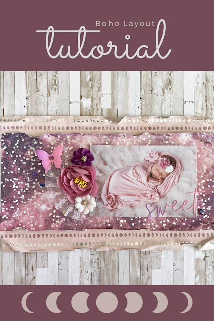 Scrapbook layout made with Prima Marketing Moon Child collection