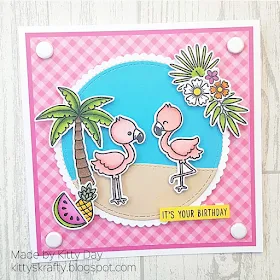 Sunny Studio Stamps: Fabulous Flamingos Customer Card by Kitty Day