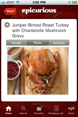 Epicurious Recipes & Shopping List - thanksgiving app