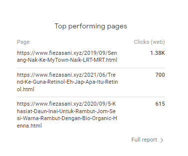 perfomance blog, google search console