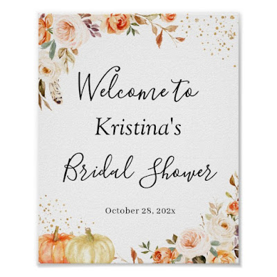  Autumn Floral Gold Glitters Bridal Shower Sign