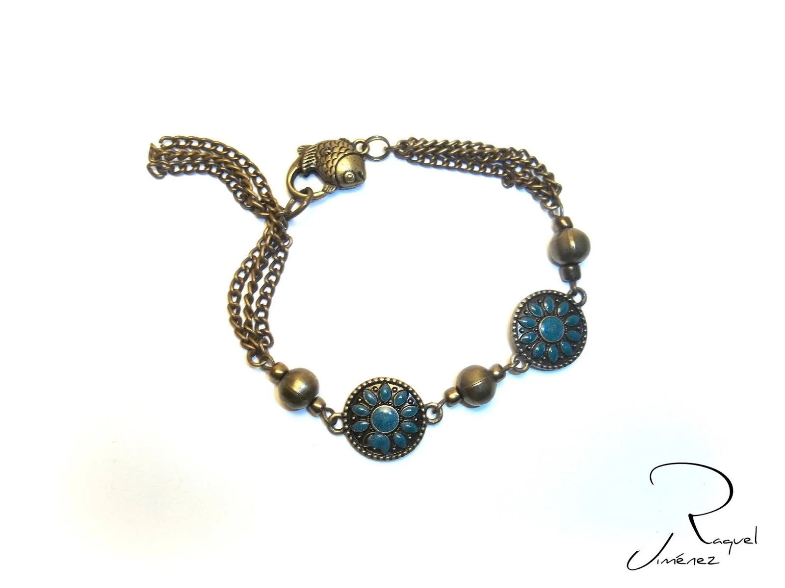 pulsera turquesa y bronce