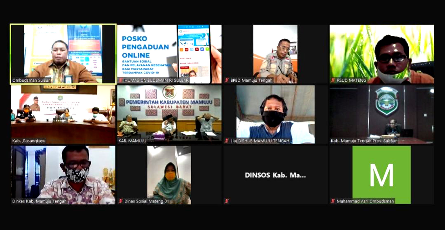 Tele Comprence Ombudsman gelar video conferencedengan tim Gugus Penanganan Covid-19 se-Sulbar