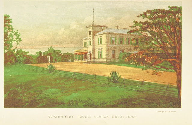 Colour Plate Print from 1871 of the Government House, Toorak, Melbourne