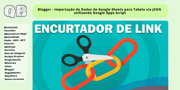 Blogger - Importação de Dados do Google Sheets para Tabela via JSON utilizando Google Apps Script