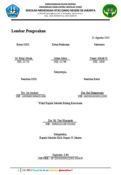 Contoh Lembar Pengesahan Acara - Simak Gambar Berikut