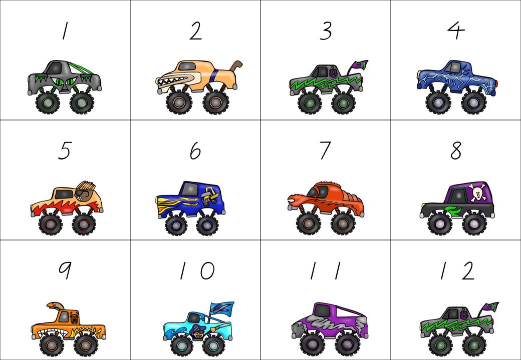 http://www.teacherspayteachers.com/Product/Monster-Truck-Matching-with-numbers-tens-frames-and-dice-faces-1348505