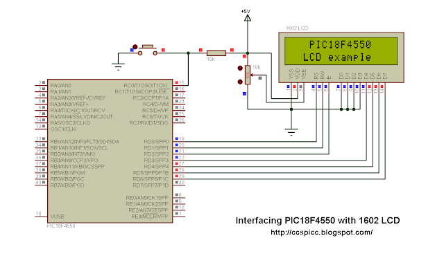 Interface LCD with PIC18F4550 microcontroller using CCS PIC C